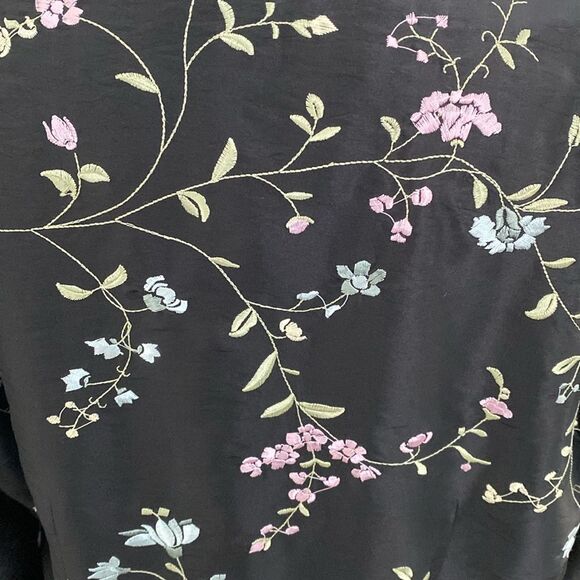 Canton Bazaar SF CA 100% Silk Floral Embroidered Jacket - Picture 7 of 13